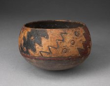 Bowl with Incised and Painted Zigzag Motif, 650/150 B.C. Creator: Unknown.