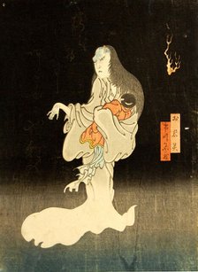 Ichikawa Yonezo as the Ghost of Oiwa, 1865. Creator: Enjaku.