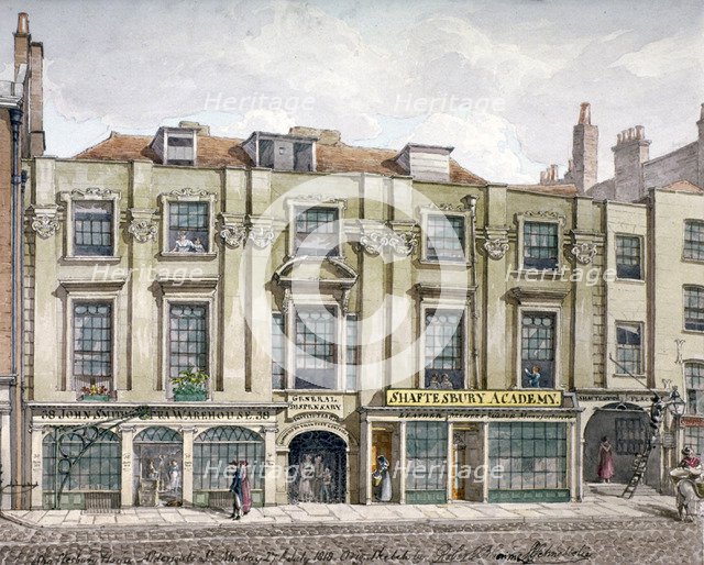 Shaftesbury House, Aldersgate Street, London, 1819. Artist: Robert Blemmell Schnebbelie