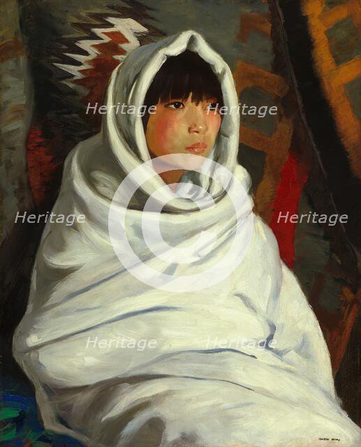 Indian Girl in White Blanket, 1917. Creator: Robert Henri.