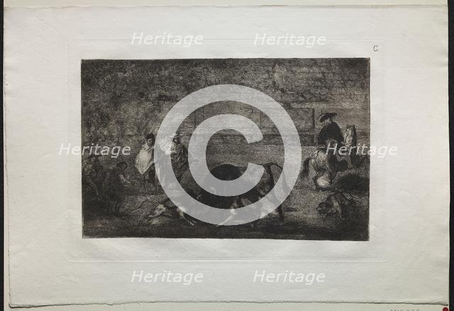 Bullfights: The Dog Let Loose on the Bull, 1876. Creator: Francisco de Goya (Spanish, 1746-1828).