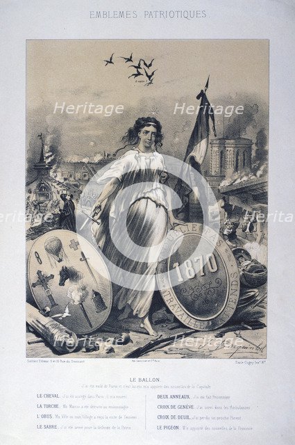Allegory of French patriotic emblems, 1870. Artist: Anon