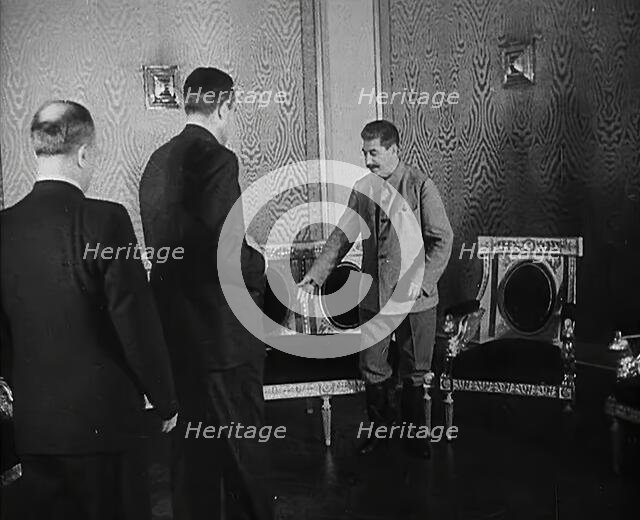 Joseph Stalin, W. Averell Harriman and Vyacheslav Molotov at a Meeting, 1942. Creator: British Pathe Ltd.