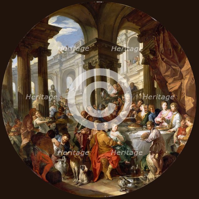 Banquet under a portico of ionic order, ca 1720.