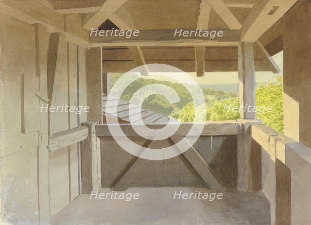 View from the hunting stand at Wasenmerk near Braunfels over the surrounding wooded landscape, 1860. Creator: Carl Theodor Reiffenstein.