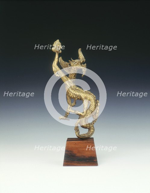 Gilt bronze four-clawed dragon finial, Ming dynasty, China, 16th century. Artist: Unknown