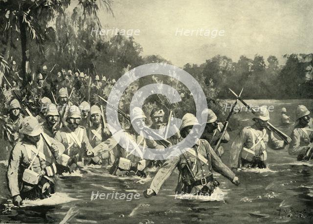 'The Battle of Modder River - The Argyll and Sutherland Highlanders Crossing the Drift', 1900. Creator: Allan Stewart.
