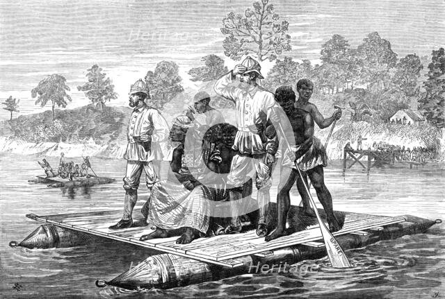 Sketches of the Ashantee War, by our special artist: Ashantee ambassadors crossing the Prah, 1874. Creator: Unknown.