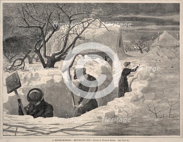 A Winter Morning, - Shovelling Out, 1871. Creator: Winslow Homer (American, 1836-1910).