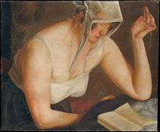 Woman Reading, c. 1922. Artist: Grigoriev, Boris Dmitryevich (1886-1939)