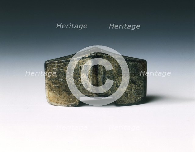 Black jade winged sword guard, late Warring States period, China, 4th-3rd century BC. Artist: Unknown