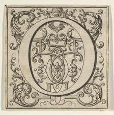 Roman Alphabet letter O with Louis XIV decoration, 18th century. Creator: Bernard Picart.