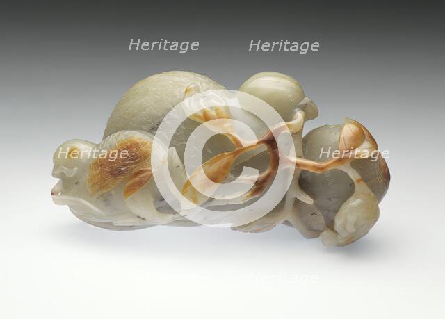 Quails with Branches of 'Buddha's Hand' (Foshou) and Flowers, between c.1700 and c.1800. Creator: Unknown.