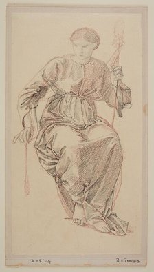 The Fates - drapery study of one of the Fates, 1865-66. Creator: Sir Edward Coley Burne-Jones.