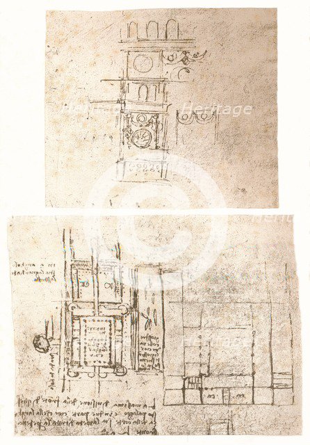 Two architectural drawings, c1472-c1519 (1883). Artist: Leonardo da Vinci.