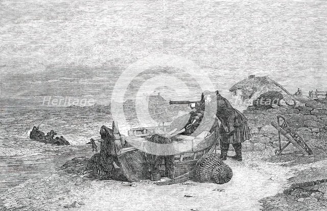 Winter Exhibition of Modern British Art - Pilot Boat Going Out - painted by E. Duncan, 1850. Creator: Unknown.