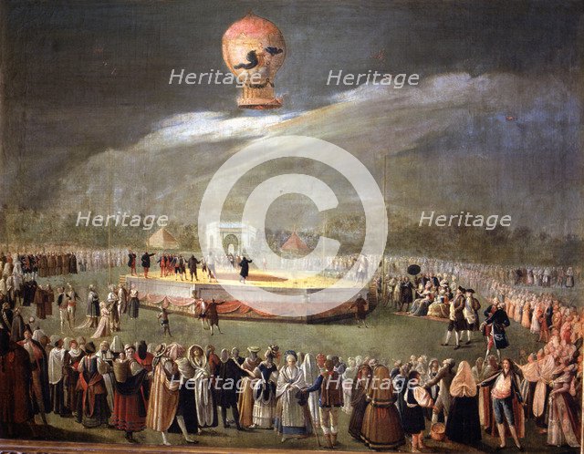 Elevation of a balloon in the gardens of Aranjuez, oil by Antonio Carnicero.
