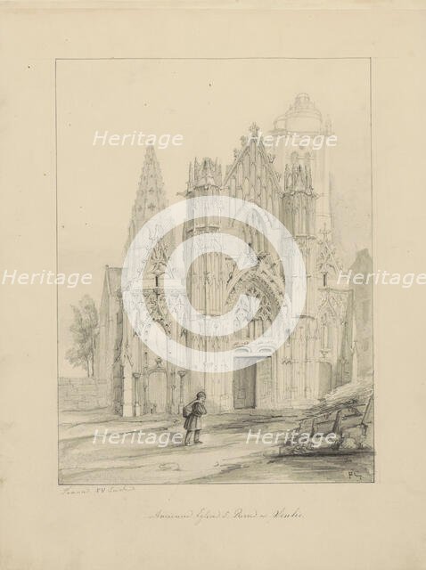 Façade of the cathedral of Senlis, c.1850. Creator: Petrus Josephus Hubertus Cuypers.