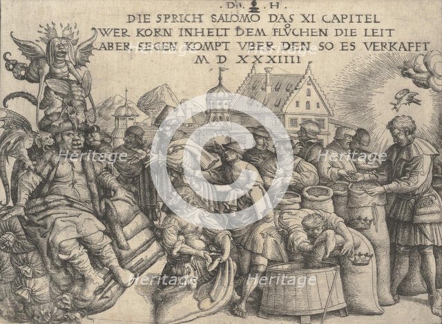 Illustration to Proverbs 11: 26, 1534. Creator: Daniel Hopfer.