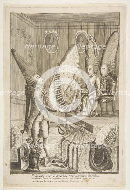 Préparatif pour le départ du Prince et Princesse des Nabots. L'incomparable Baron ..., 18th century. Creator: Unknown.