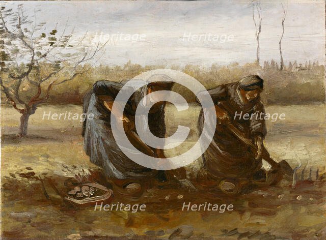 Two Peasant Women Digging Potatoes, 1885. Creator: Gogh, Vincent, van (1853-1890).