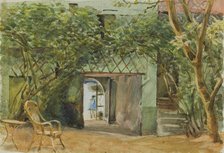 External view of a vine covered building, late 19th century or first half of 20th century. Creator: Agnes Mary Webster.