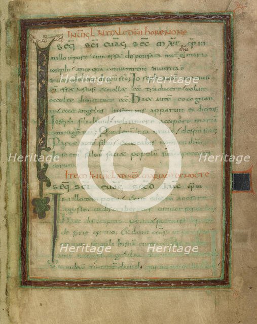 Bifolium from a Gospel Lectionary (fols. 5 and 12); Gospel Lectionary, early 9th century. Creator: Unknown.