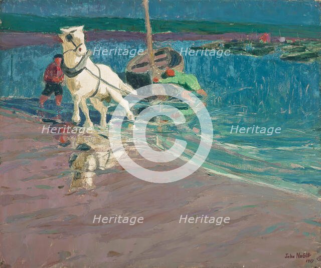 The White Horse (Horse at the Ford), 1917. Creator: John Noble.