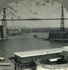 'The Transporter Bridge and Entrance to Old Harbor, Marseilles, France', c1930s. Creator: Unknown.