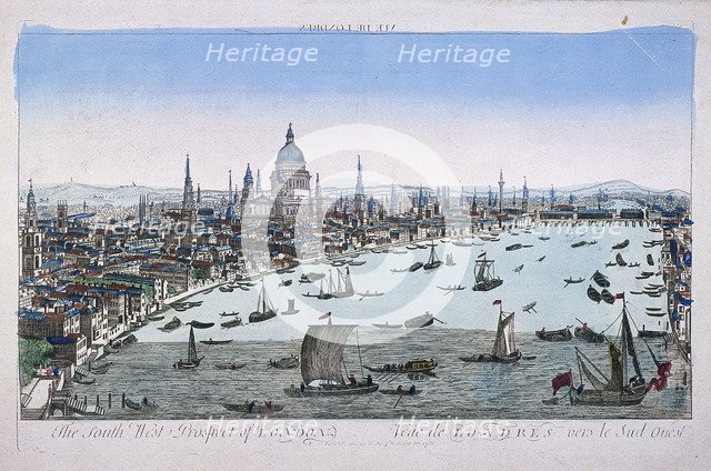 Bird's-eye view of London from Somerset Gardens, in the City of Westminster, 1760. Artist: Anon