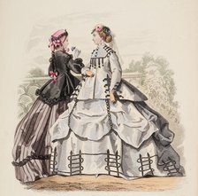 Fashion Plate - Petit Courrier des Dames 'Modes de Paris', 1866-67. Creator: Gilquin fils.