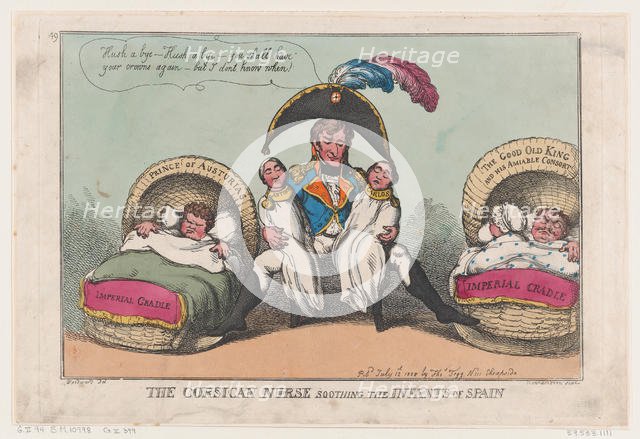 The Corsican Nurse Soothing the Infants of Spain, July 12, 1808., July 12, 1808. Creator: Thomas Rowlandson.