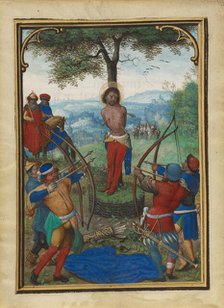 The Martyrdom of Saint Sebastian; Munich-Montserrat Hours, about 1535-1540. Creator: Simon Bening.