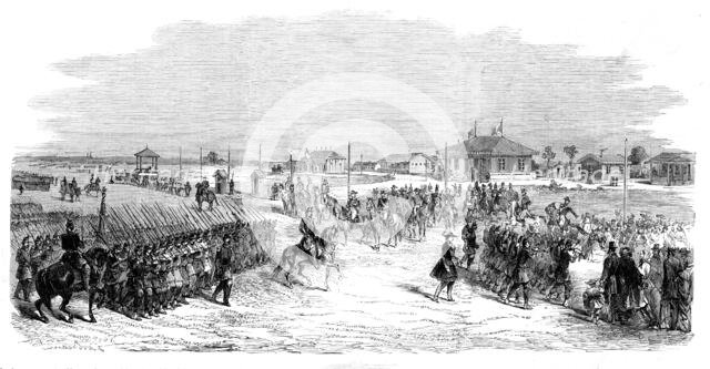 Imperial Head-quarters at the Camp at Chalons - from a drawing by M. Beaucé, 1860. Creator: Unknown.