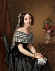 Female Portrait, 1851. Creator: Leopold Loeffler.