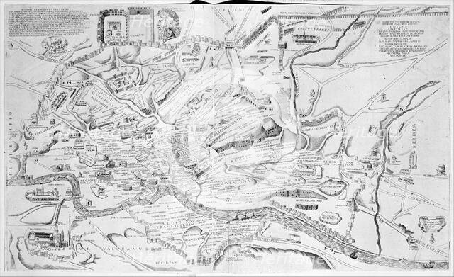 Bird's Eye View of Rome, 1553. Creator: Giulio de Musi.