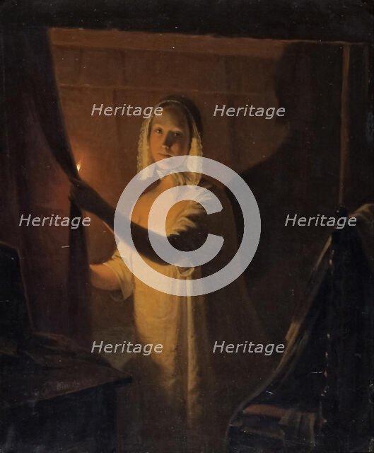 Girl with a candle, 1845. Creator: Johan Gustaf Sandberg.