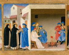 The Dispute of Saint Dominic and the Miracle of the Book (Predella of the retable The Coronation of  Artist: Angelico, Fra Giovanni, da Fiesole (ca. 1400-1455)