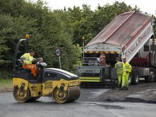 Road resurfacing in Hampshire, UK 2014. Creator: Unknown.