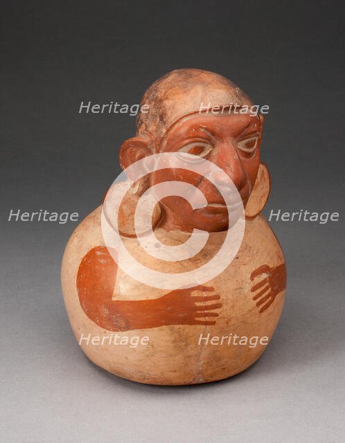 Handle Spout Vessel in the Form of a Figure with Modeled Head, Spout Missing, 100 B.C./A.D. 500. Creator: Unknown.