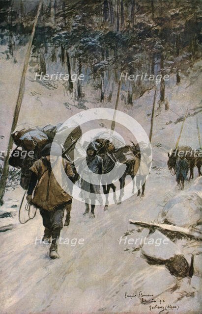 'Convoyeurs dans la foret', 1916. Creator: Francois Flameng.