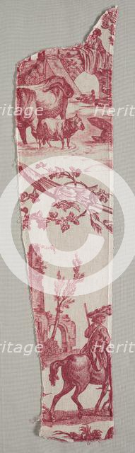 Fragments of Copperplate Printed Cotton, c. 1789. Creator: Christophe Philippe Oberkampf (French, 1738-1815), firm of ; Jean-Baptiste Marie Hüet (French, 1745-1811).