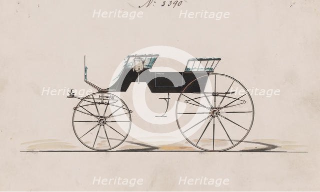 Design for 4 seat Phaeton, no top, no. 3390, 1878. Creator: Brewster & Co.