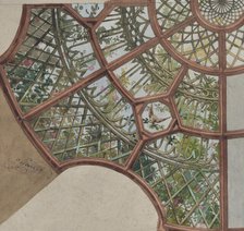 Design for a ceiling with lattice work and flowering vines, second half 19th century. Creators: Jules-Edmond-Charles Lachaise, Eugène-Pierre Gourdet.