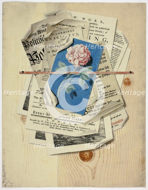 Trompe l'Oeil of Posted Notices and Prints, 1735/1765. Creator: Martin Cerulli.