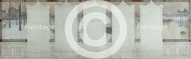 Esquisse pour la mairie d'Asnières : Hiver. La Seine à Asnières, c.1900. Creator: Henri Gaston Darien.