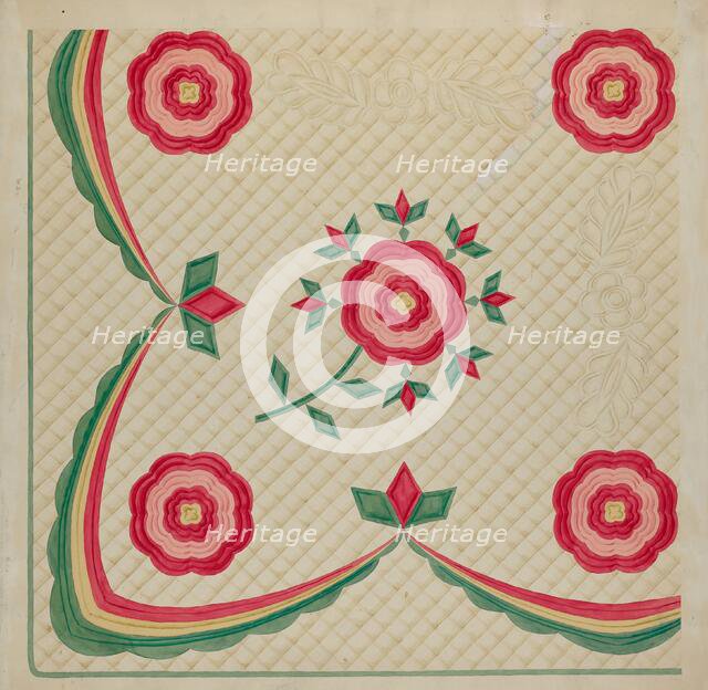 Applique Quilt, c. 1936. Creator: Dorothy Posten.