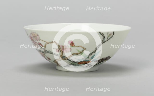 Bowl with Plum, Peach, Bamboo, and Lingzhi Mushrooms, Qing dynasty, Yongzheng reign (1723-1735). Creator: Unknown.