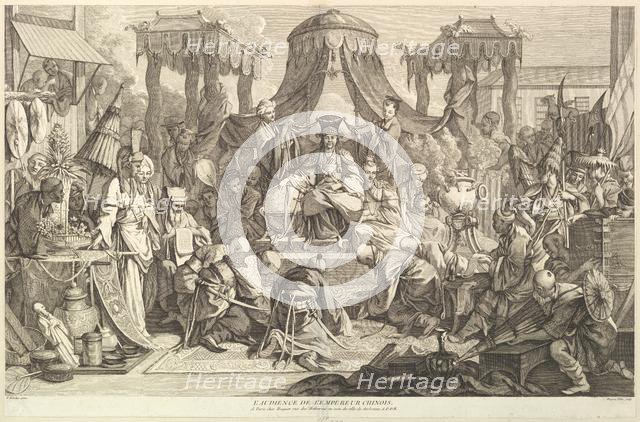 L'audience de l'Empereur chinois (The audience of the Chinese Emperor), from Chinois..., after 1743. Creator: Jacques Gabriel Huquier.