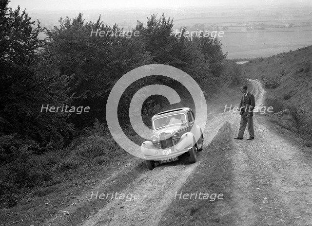 1936 Talbot 10 1185 cc competing in a Talbot CC trial. Artist: Bill Brunell.